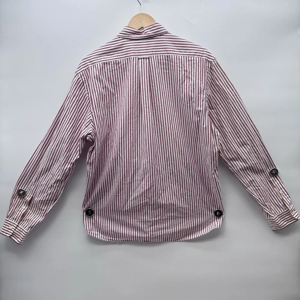 Ralph Lauren Men's S Red/White Striped LS Cotton Woven Button-Up Button-Down